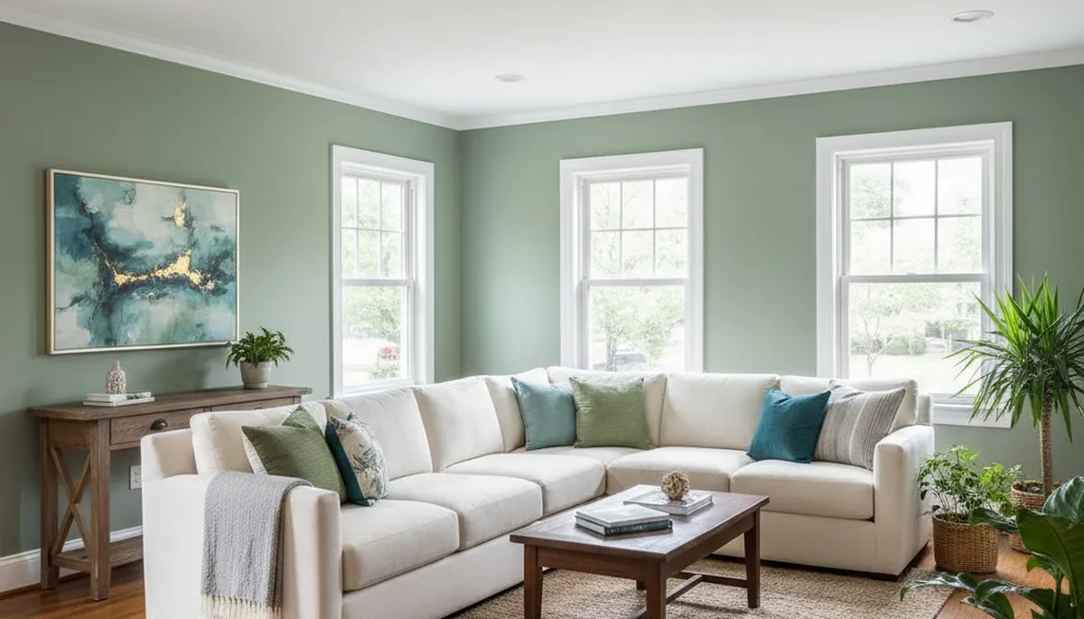 Freshly painted living room with smooth finishes by expert house painters in Cherry Hill, NJ