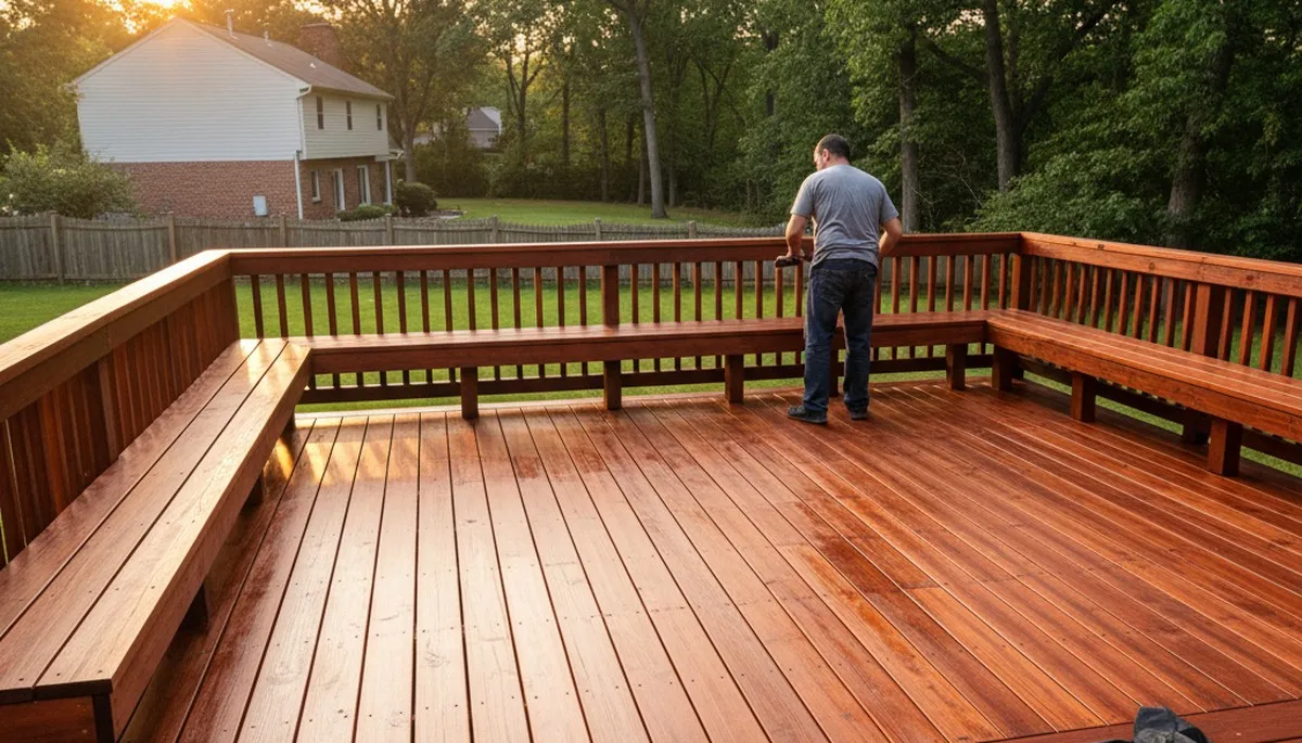 Professional deck staining in Cherry Hill NJ enhancing wood color and protecting outdoor surfaces