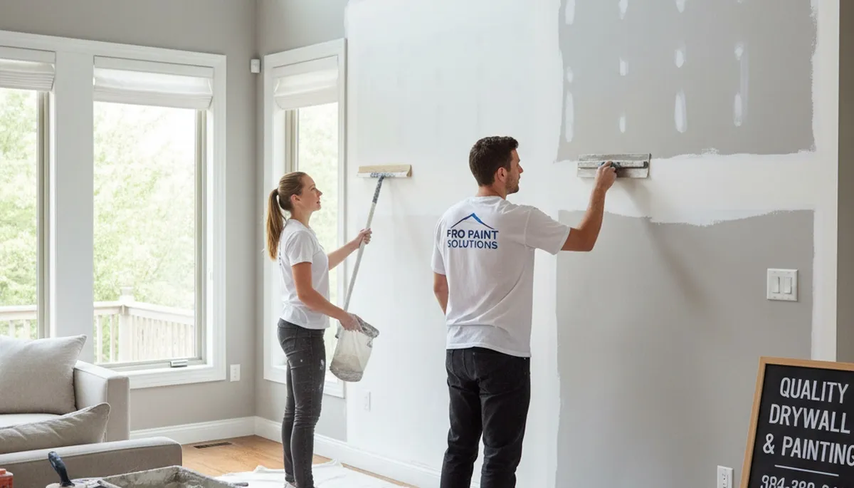 Technician repairing drywall cracks in Cherry Hill, NJ home for smooth wall restoration