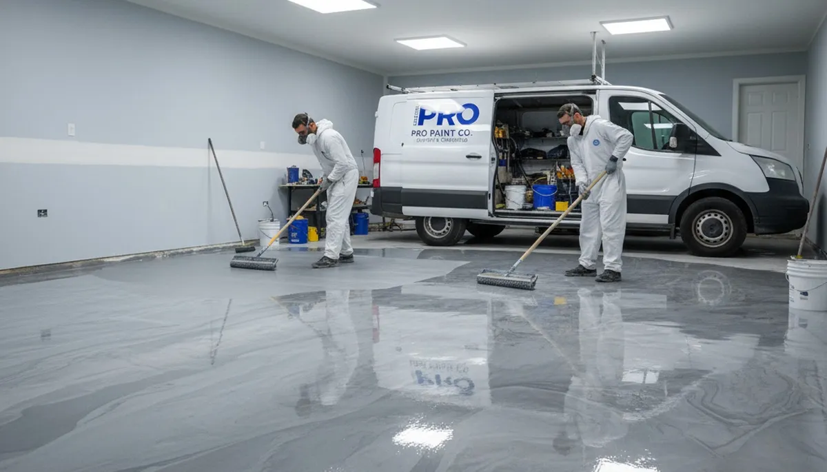 Epoxy garage floor coating applied by professional painters in Cherry Hill, NJ for a durable finish