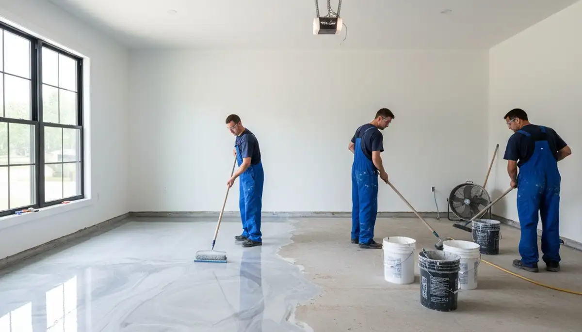 Epoxy garage floor coating in Cherry Hill, NJ applied by local house painting professionals