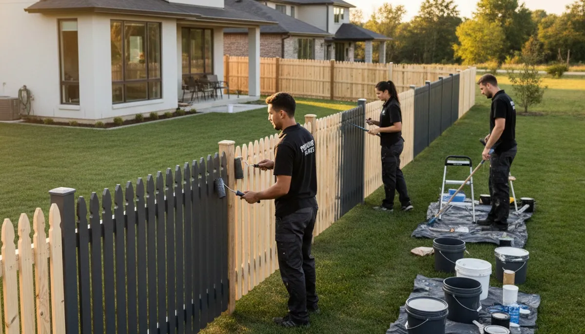 Professional fence painting in Cherry Hill, NJ by expert local painters protecting wood and vinyl fences