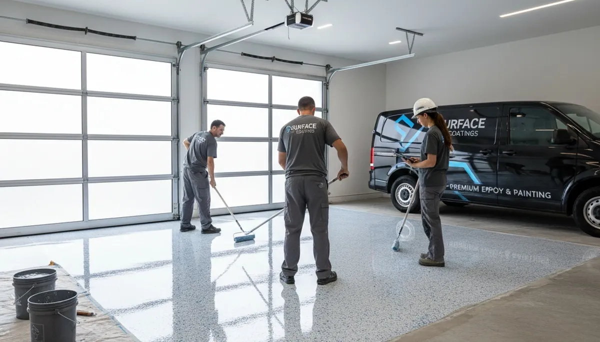 Professional epoxy garage floor coating in Cherry Hill, NJ by local house painting experts