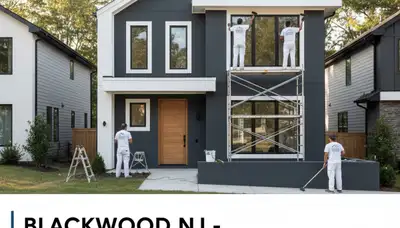 Professional house painters working on exterior home in Cherry Hill, NJ