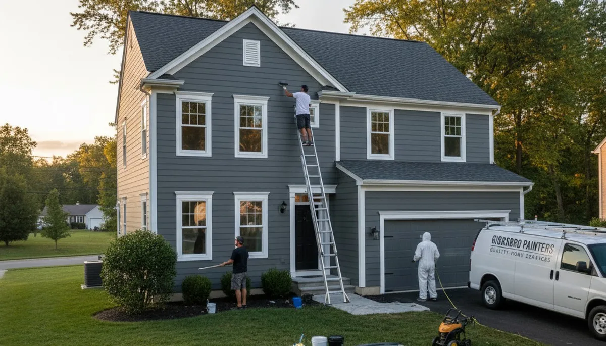 Professional house painters in Cherry Hill NJ painting residential exterior siding