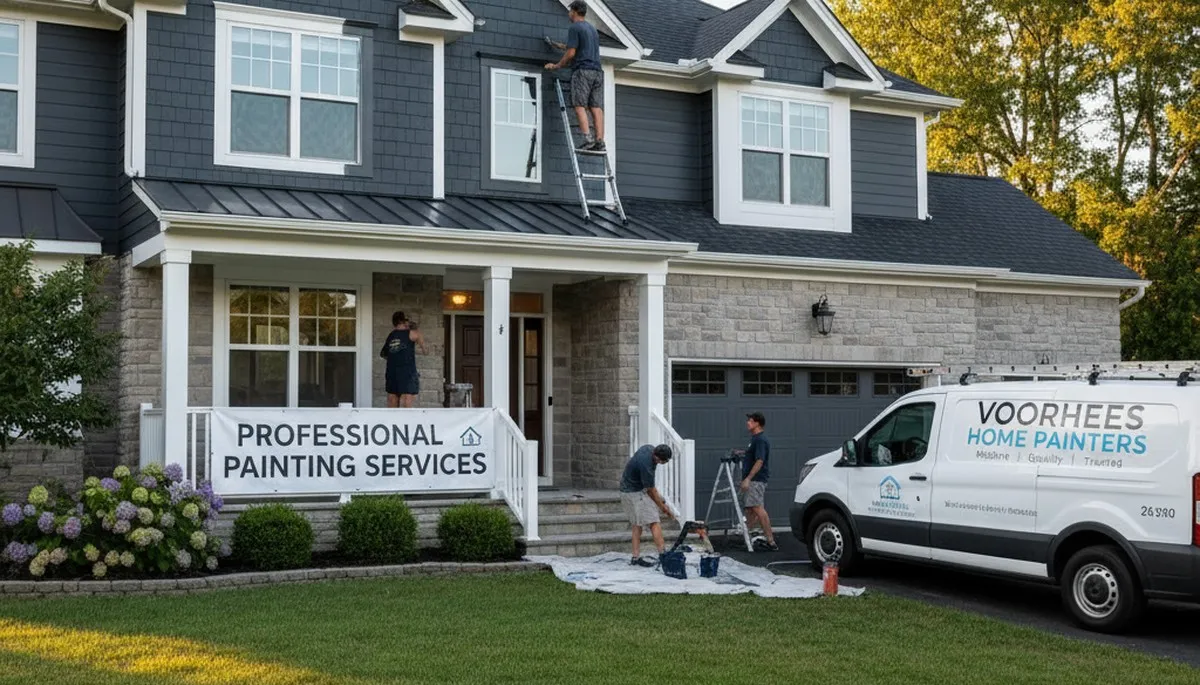 Professional house painters in Cherry Hill NJ applying fresh exterior paint to a residential home