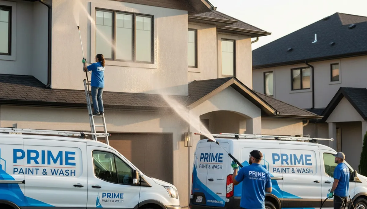 Professional pressure cleaning of Cherry Hill, NJ home exterior by expert house painters