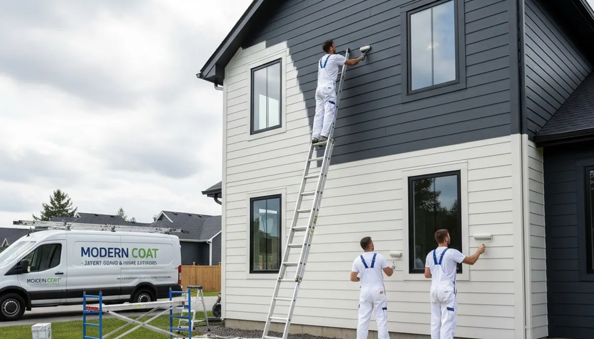 Professional siding painting on a Cherry Hill NJ home by expert house painters