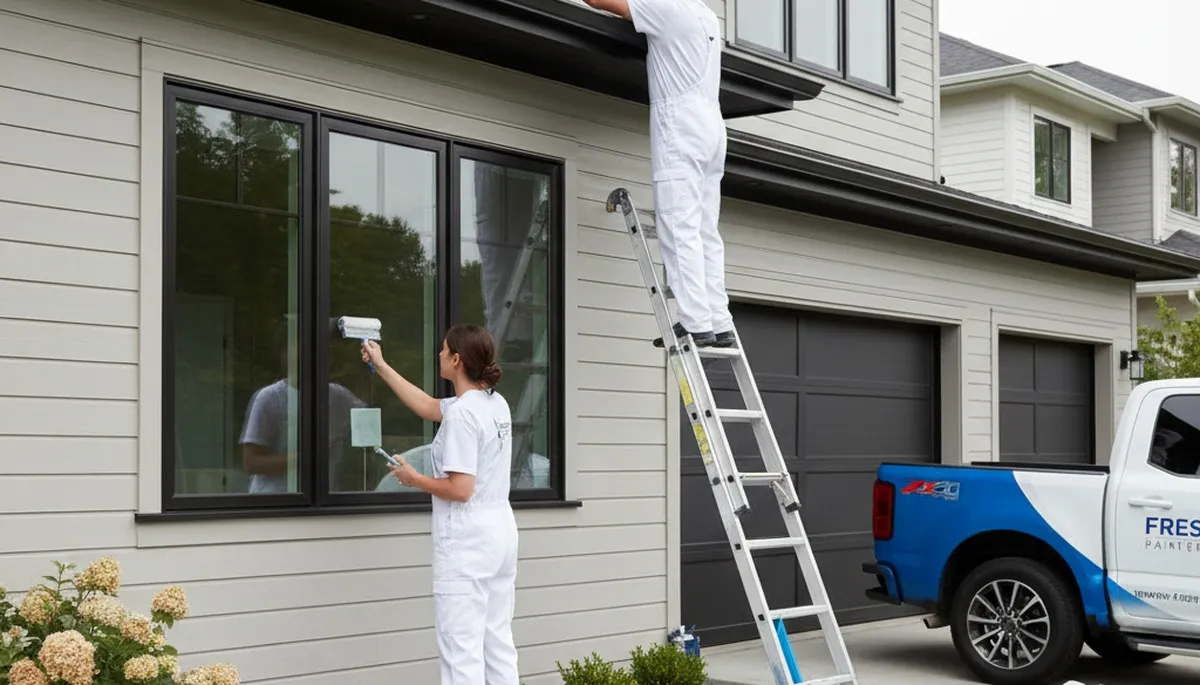 Professional siding painting on Cherry Hill NJ home by expert exterior house painters