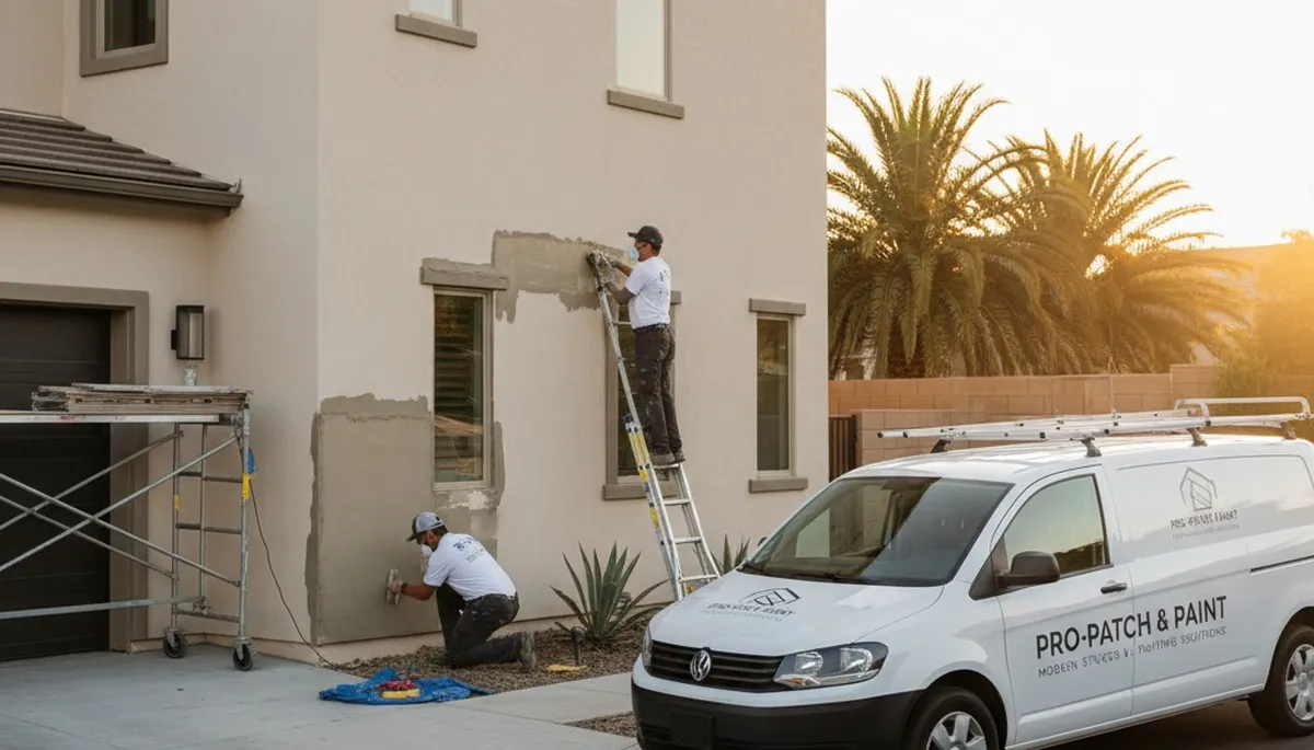 Professional stucco repair and painting on Cherry Hill NJ home exterior by expert contractors