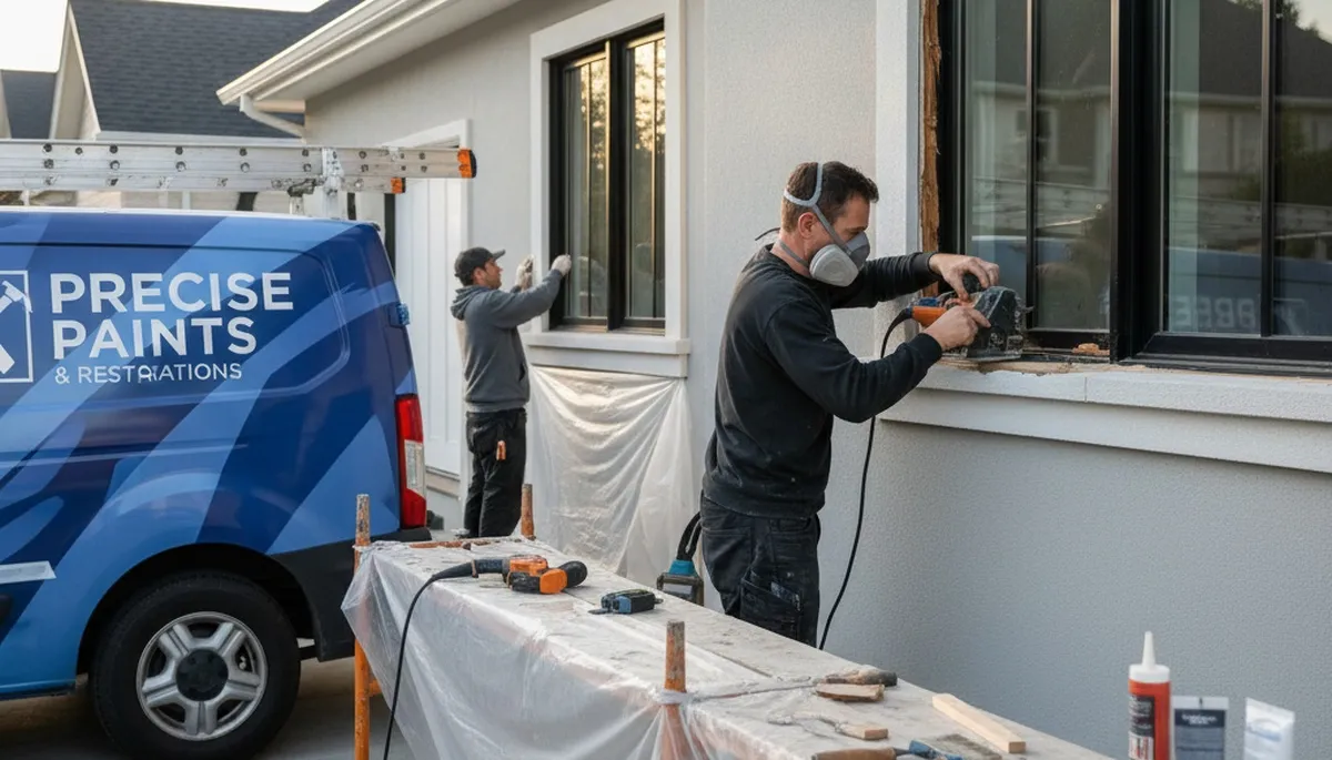 Professional wood rot repair on residential siding in Cherry Hill, NJ by expert house painters